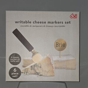 DCI Writable Cheese Markers Set with Wood Handle Knife